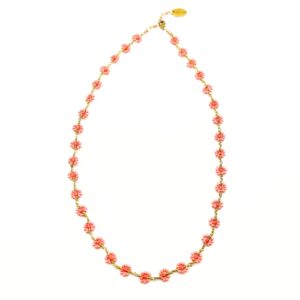 Orange and coral daisy chain necklace