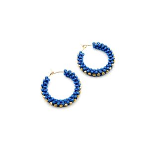 Enkare blue beaded Hoop Earrings