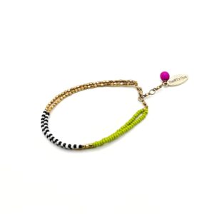 Lime green and pink Zebra bracelet