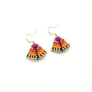 Pink and orange Fan Earrings