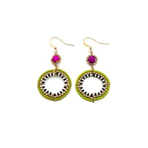 Lime green and pink Zebra Earrings