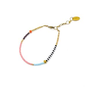 Zebra bracelet in pale blue, pink & orange