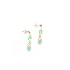 Aqua and Silver Woven Beaded Earrings